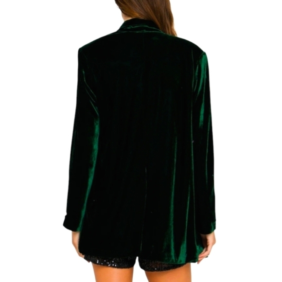 Emerald green velvet loose fit long relaxed Party blazer by Endless Rose sz S - Picture 3 of 11